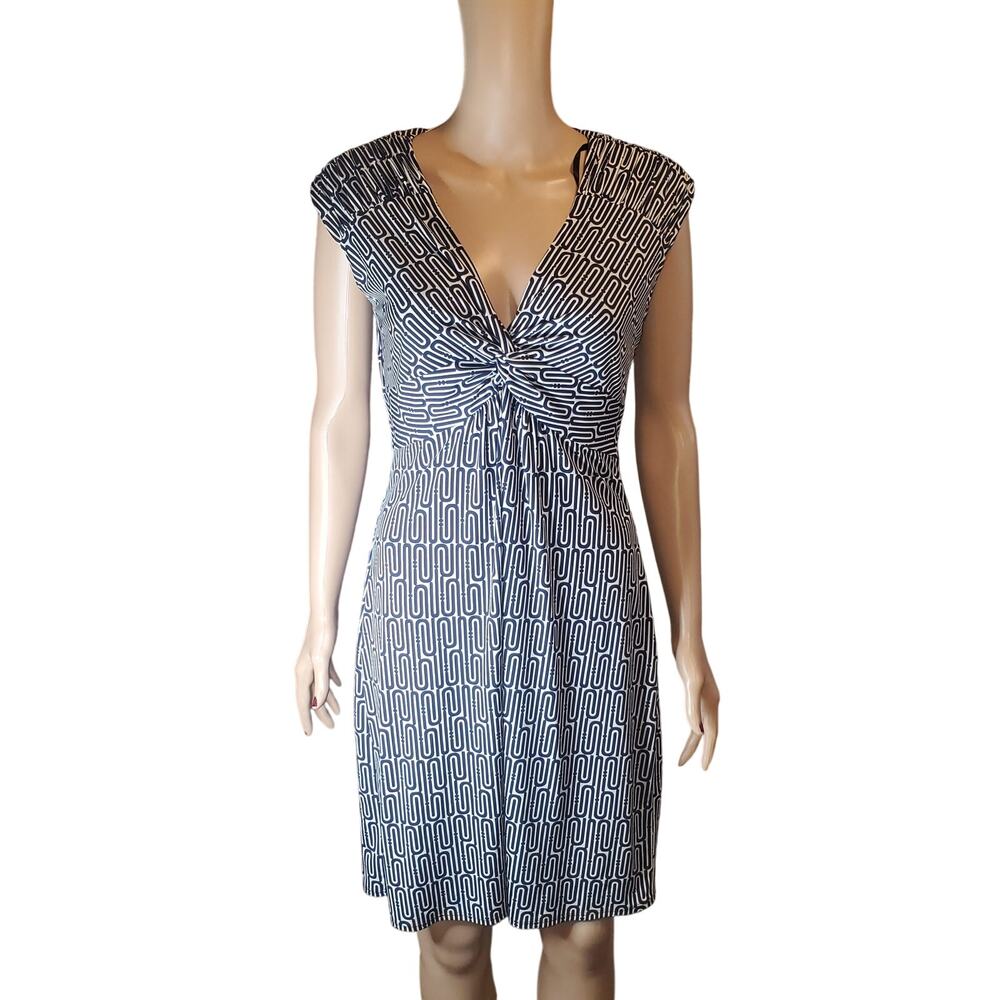 Laundry by Shelli Segal Navy White Geometric Twist Front Dress 6